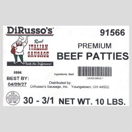 Beef Patties Label